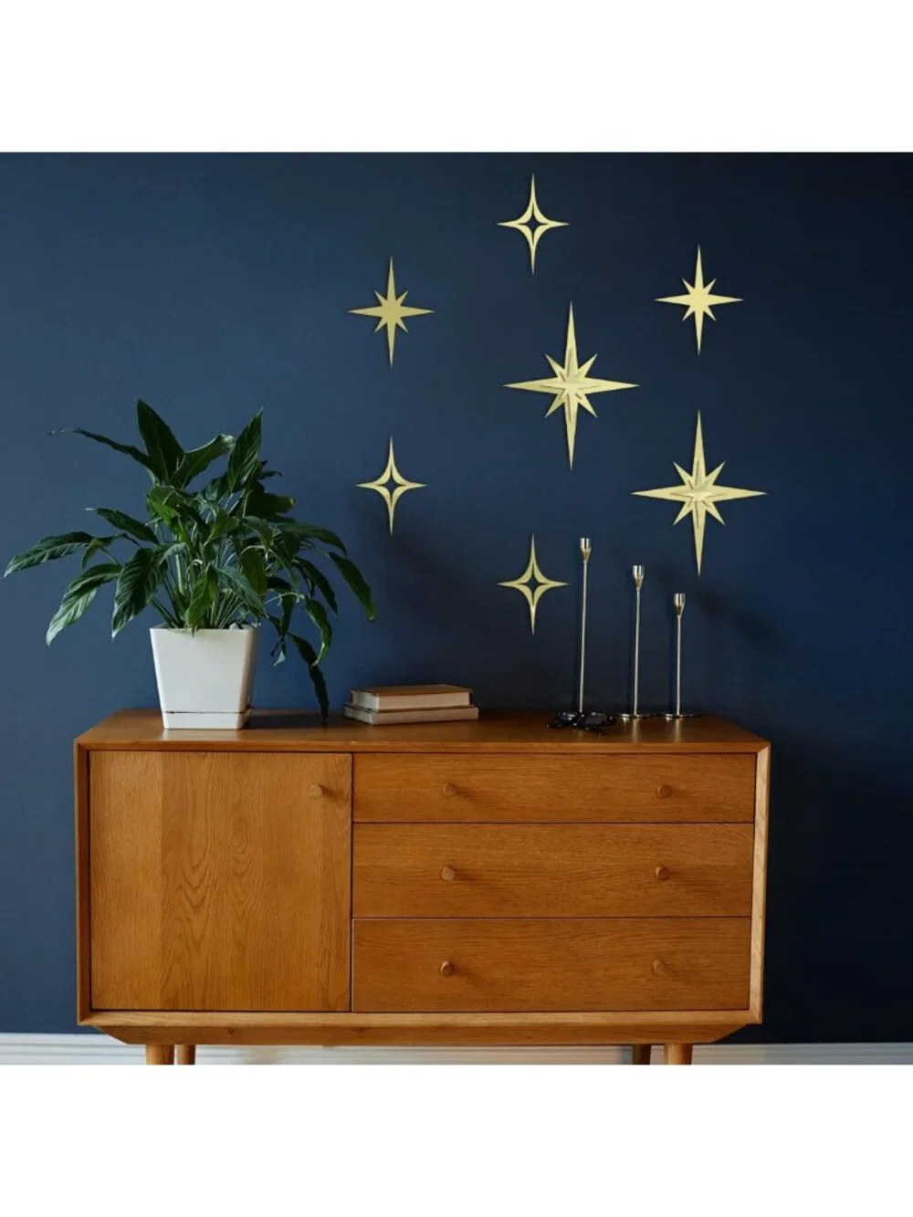 Mid-Century Modern Starburst Wall Decor Set - 9PCS Gold Atomic Acrylic Art